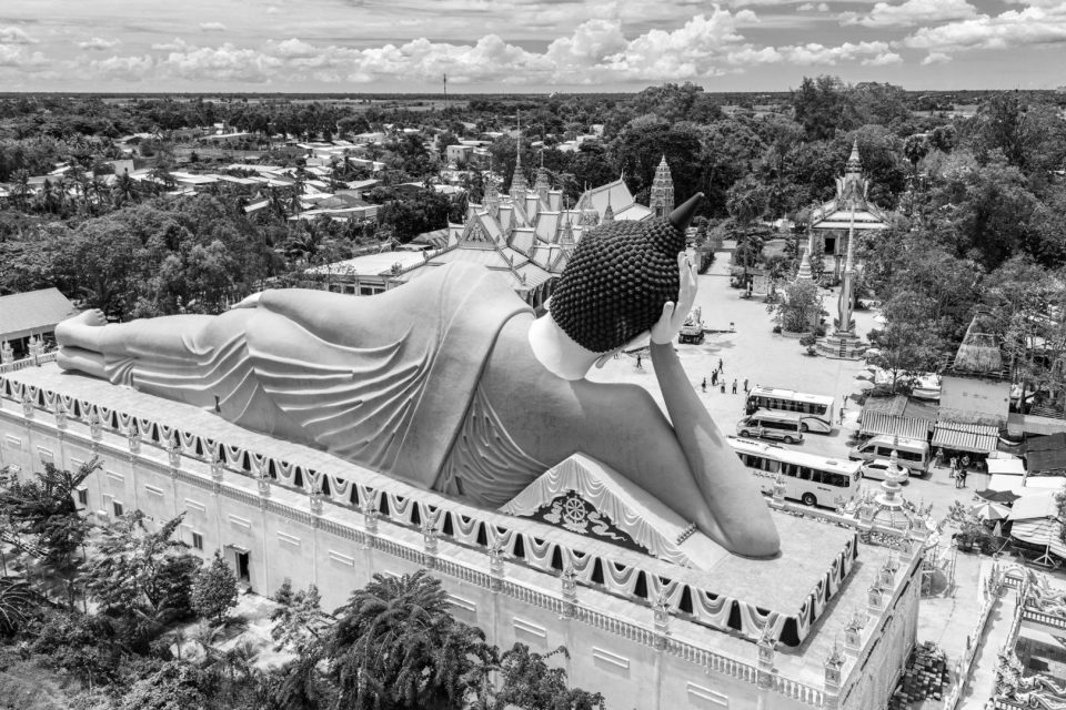 Som Rong Pagoda with a giant reclining Buddha in Sóc Trăng, Vietnam.