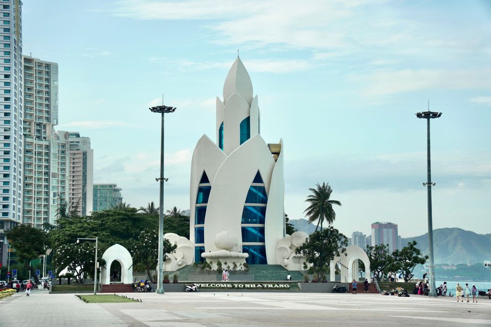 Explore the iconic modern architecture of a landmark in Nha Trang, Vietnam's coastal cityscape.